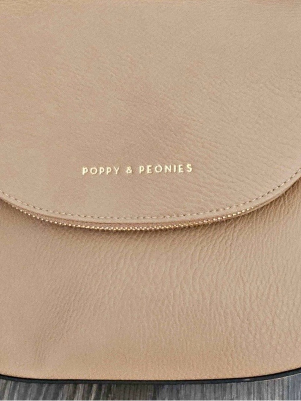 Poppy & Peonies mocha mini downtown Leather Crossbody Bag